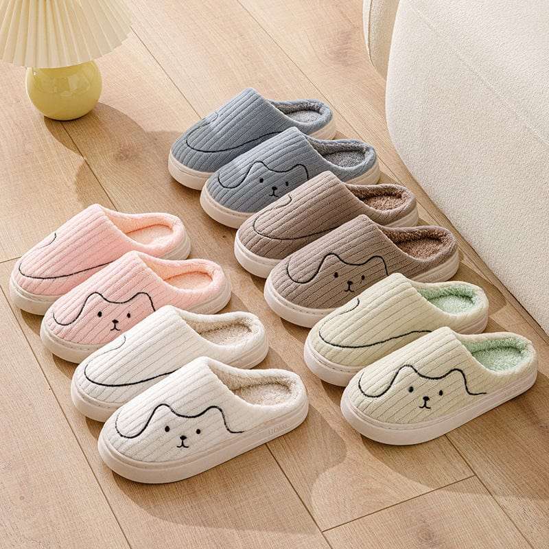 Striped Cat Slippers Indoor Couple Non-slip Floor Bedroom Slipper Winter Warm Plush House Shoes Women Men Trending Products fashion novaa