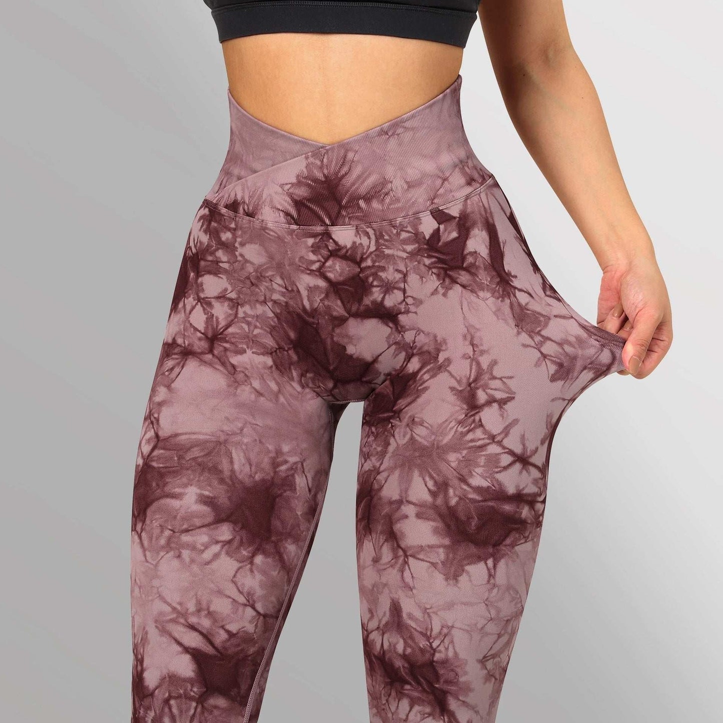 Seamless Tie Dye Leggings Women Yoga Pants Push Up Sport Fitness Running Gym Leggings Yoga Pants fashion novaa Burgundy L