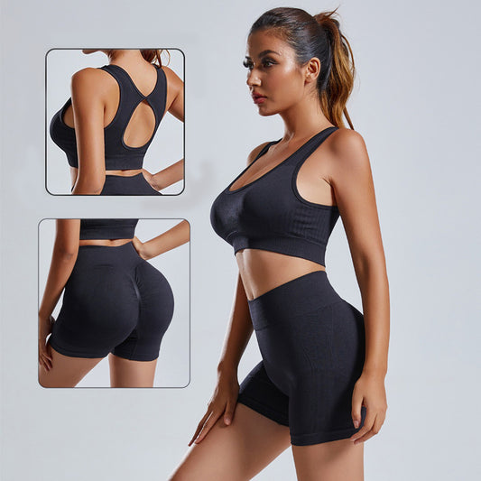 2pcs Yoga Set Women's Vest And Shorts Tracksuit Seamless Workout Sportswear Gym Clothing High Waist Leggings Fitness Sports Suits Yoga Pants fashion novaa