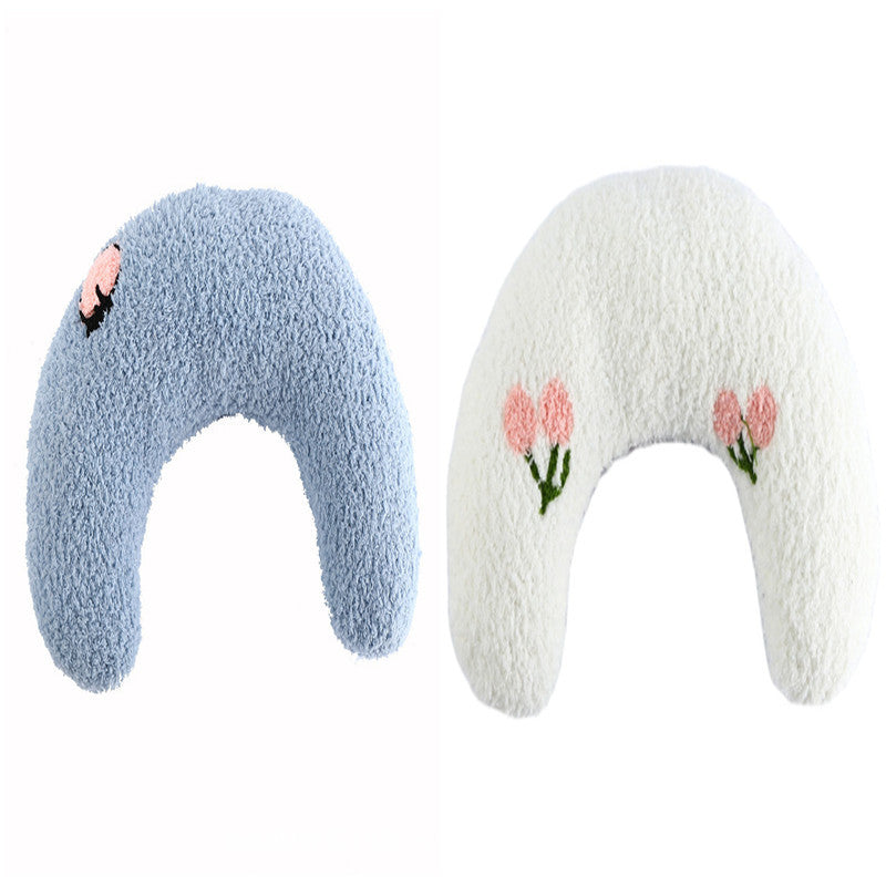 Little Pillow For Cats Fashion Neck Protector Deep Sleep Puppy U-Shaped Pillow Pets Pillow Kitten Headrest Dog Sleeping Pillow Pet Products Pet peteezee Blue and white 2PCS