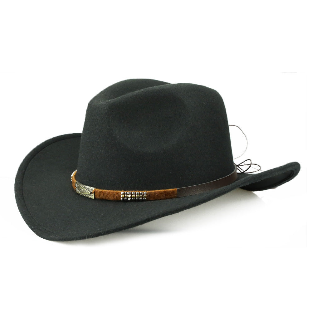 Fashion Personality Hot Selling Woolen Denim Hat hat VISMERA Black 56to58cm