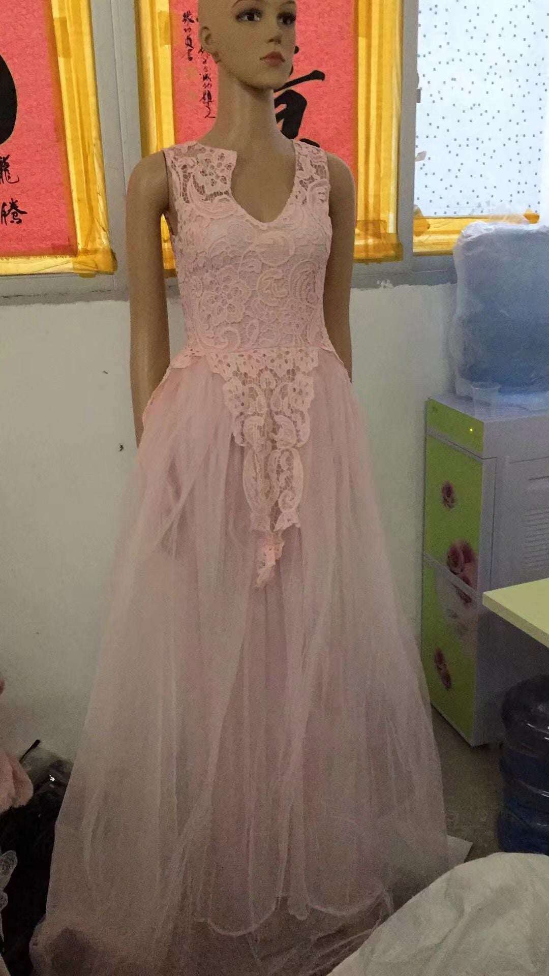 Women Wedding Dress Sleevless Flowers Lace Dress Wedding Dresses fashion novaa