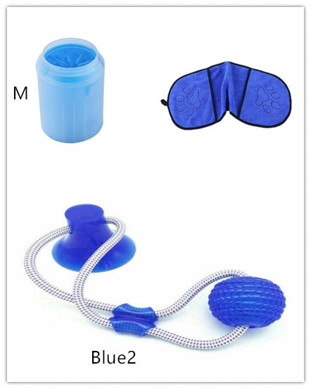Pet Paw Cleaner Cleaning Kit Cup Soft Brush Can Pet peteezee Set Blue