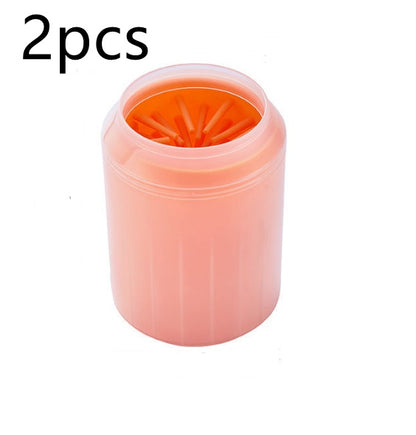 Pet Paw Cleaner Cleaning Kit Cup Soft Brush Can Pet peteezee L 2PCS orange