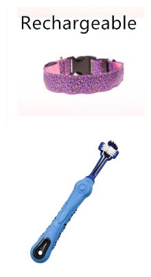 LED Dog Collar Safety Adjustable Nylon Leopard Pet Collar Pet peteezee M Pink RechargeableANDBlue