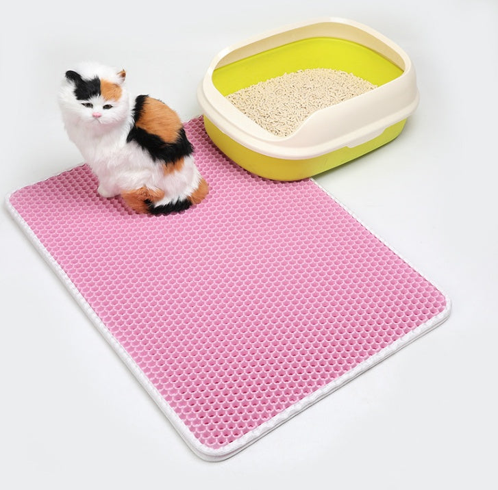Pet Cat Litter Mat Pet Supplies EVA Double Cat Litter Mat Pet peteezee Pink L