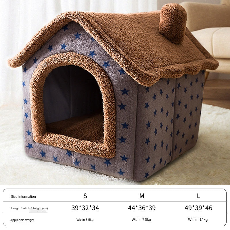 Pet Bed Small Dog Teddy Cat Litter Four Seasons Universal Dog House Dog Bed Pets Supplies Pet peteezee Brown M