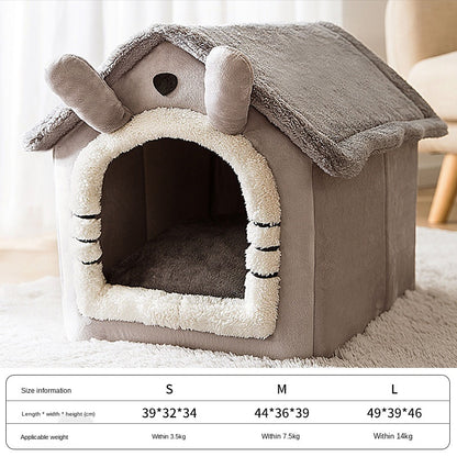 Pet Bed Small Dog Teddy Cat Litter Four Seasons Universal Dog House Dog Bed Pets Supplies Pet peteezee Grey L