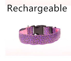 LED Dog Collar Safety Adjustable Nylon Leopard Pet Collar Pet peteezee L Pink Rechargeable