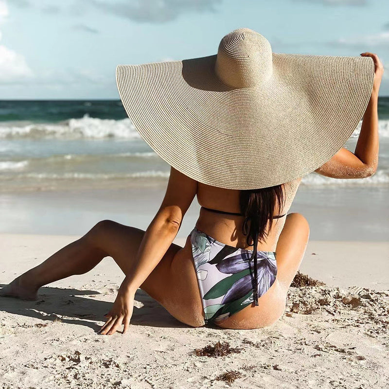 25CM Wide Brim Oversized Beach Hats For Women Large Straw Hat UV Protection Beach Hats VISMERA