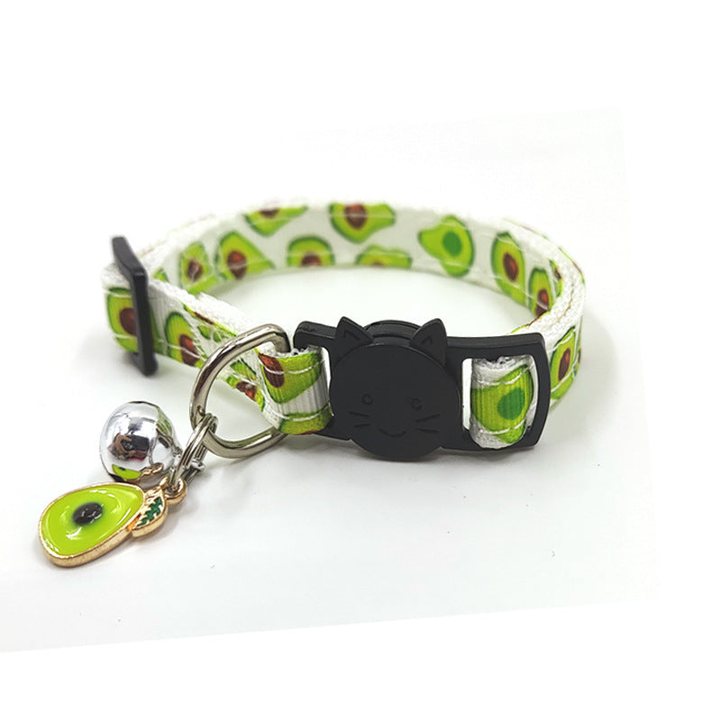 Pet Print Bell Cat Collar Cat Strap Pet peteezee Avocado