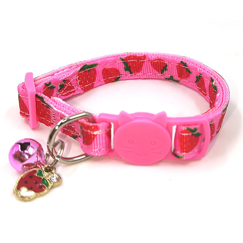 Pet Print Bell Cat Collar Cat Strap Pet peteezee Strawberry