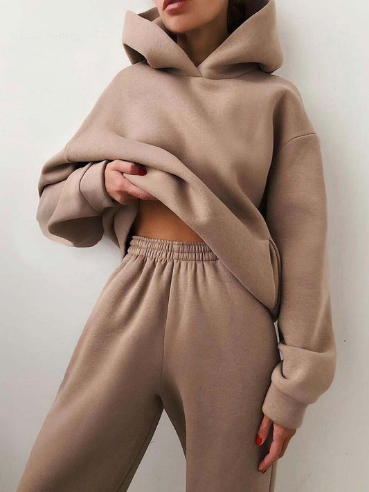 Women's Casual Hooded Sweater Two-piece Suit Clothes Hoodie Tracksuit Trench Coat fashion novaa