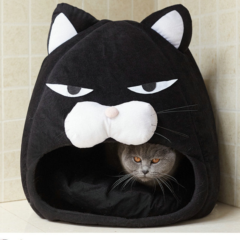 Cat House Bed Cat Litter Mat Sleeping Nest Pet Bed Pet peteezee Black M