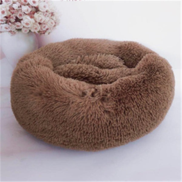 Round Long Hairy Autumn And Winter Nest Pad Cat Mattress Pet peteezee Light coffee 100cm