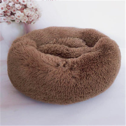 Round Long Hairy Autumn And Winter Nest Pad Cat Mattress Pet peteezee Light coffee 100cm