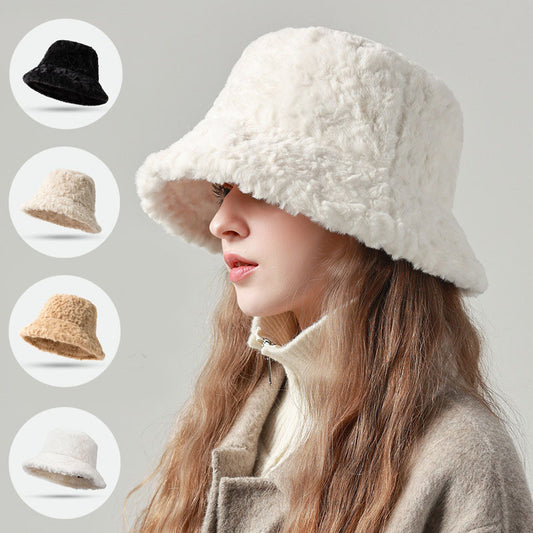Lambswool Fisherman Hat Winter Warm Fashionable Solid Color Hats For Women hat VISMERA