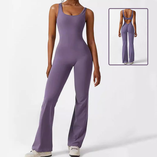 Women Sleeveless Flare Jumpsuits Fitness Yoga Long Pants Yoga Pants fashion novaa