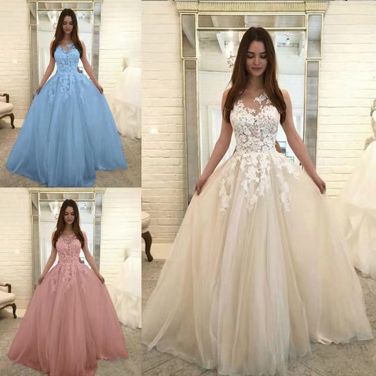 Women Wedding Dress Sleevless Flowers Lace Dress Wedding Dresses fashion novaa