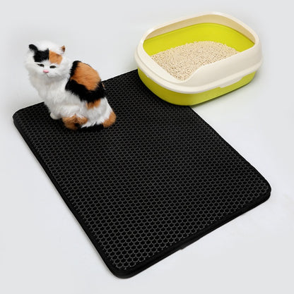 Pet Cat Litter Mat Pet Supplies EVA Double Cat Litter Mat Pet peteezee black L