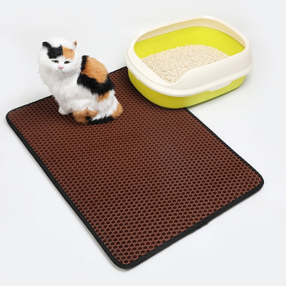 Pet Cat Litter Mat Pet Supplies EVA Double Cat Litter Mat Pet peteezee brown L