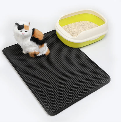 Pet Cat Litter Mat Pet Supplies EVA Double Cat Litter Mat Pet peteezee gray L