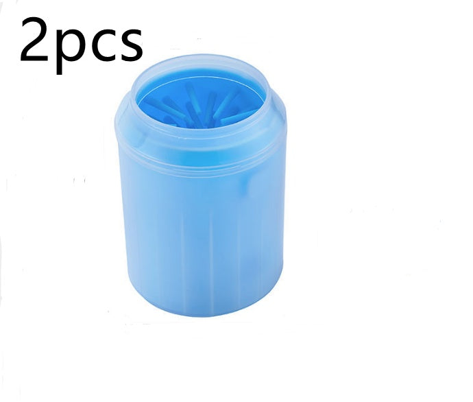 Pet Paw Cleaner Cleaning Kit Cup Soft Brush Can Pet peteezee L 2PCS blue