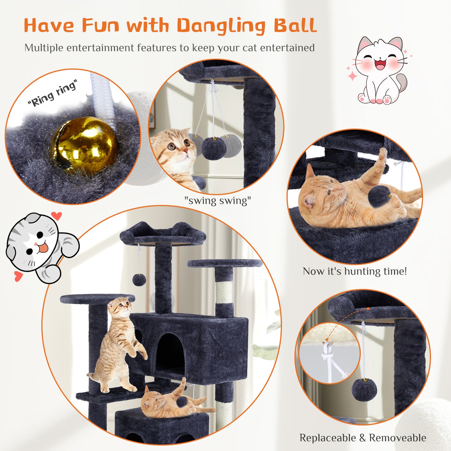 Multi Functional Cat Treehouse Cat Climbing Frame