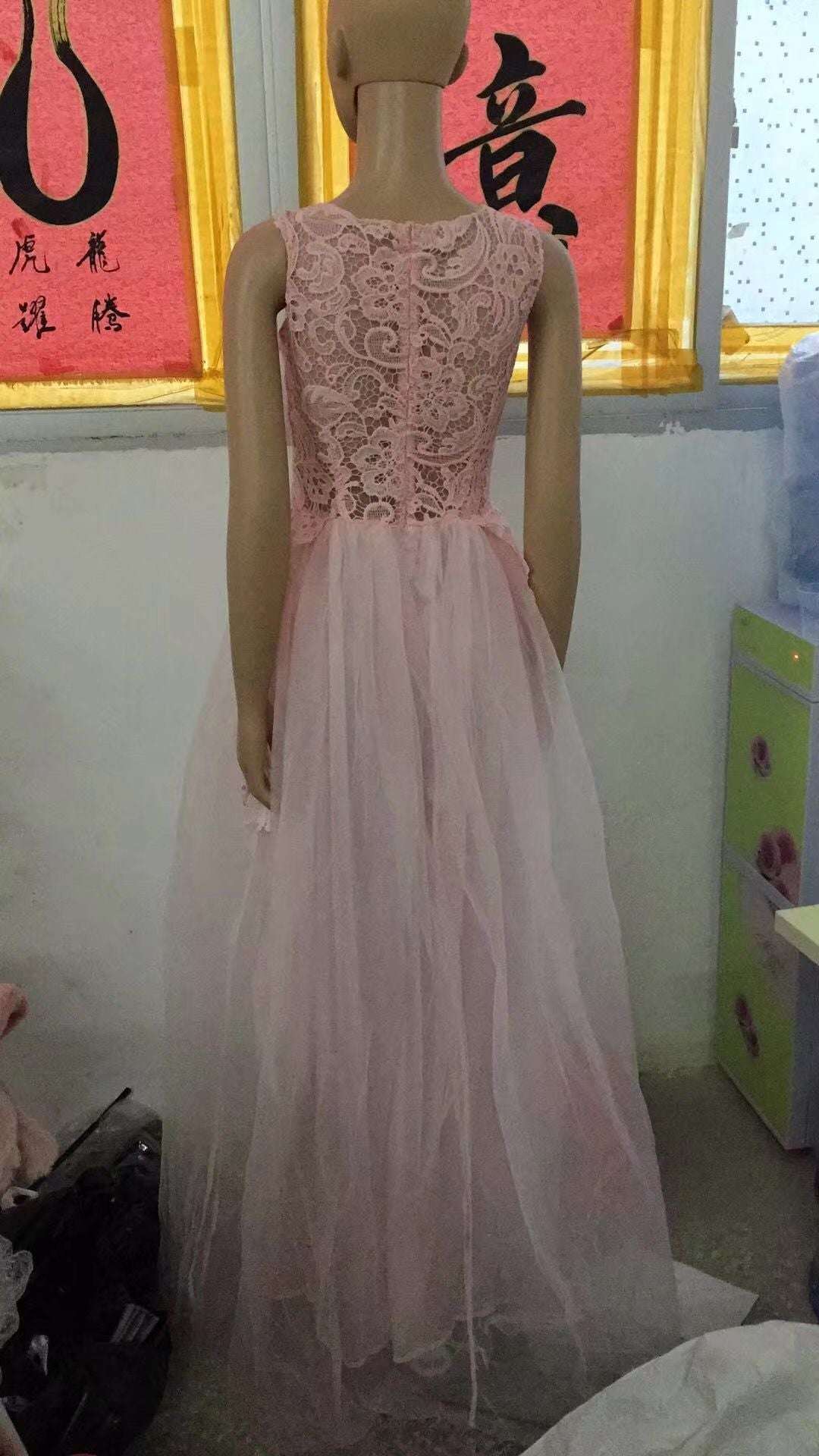 Women Wedding Dress Sleevless Flowers Lace Dress Wedding Dresses fashion novaa