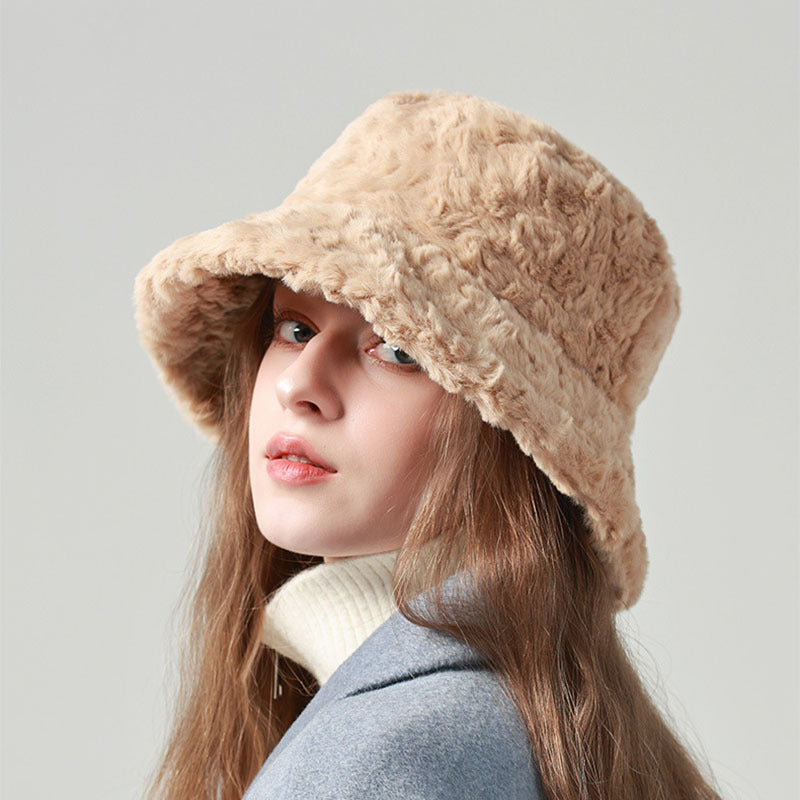 Lambswool Fisherman Hat Winter Warm Fashionable Solid Color Hats For Women hat VISMERA
