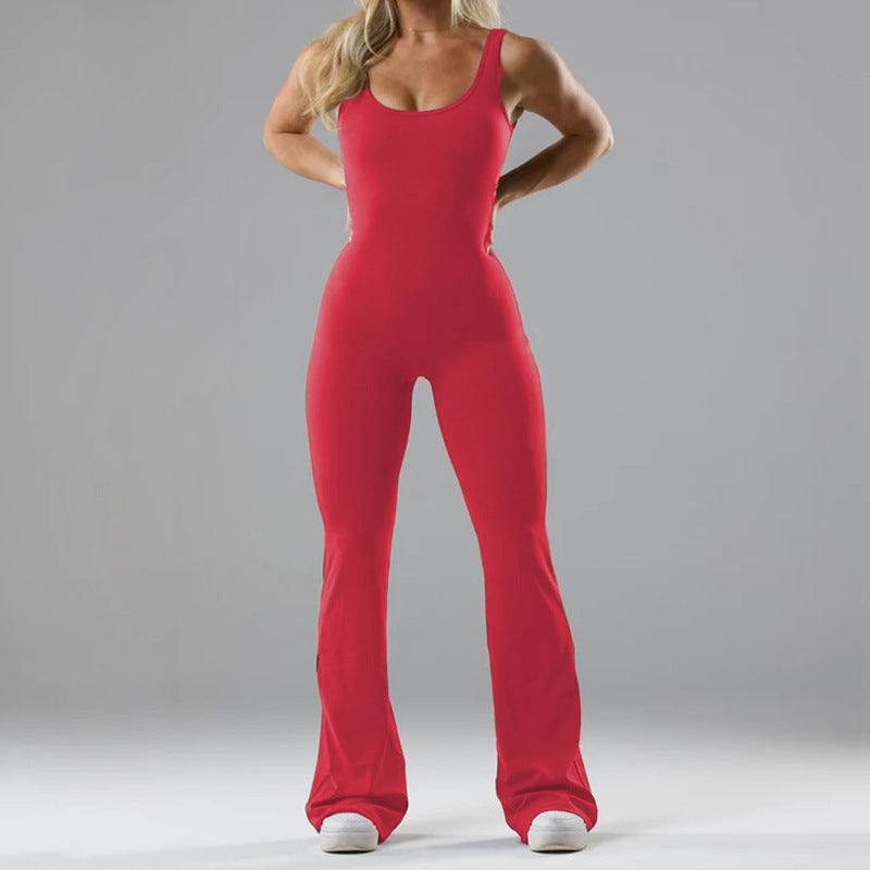 Tight Yoga Bodysuit Casual Hollow Seamless Womens Clothing Yoga Pants fashion novaa L Red