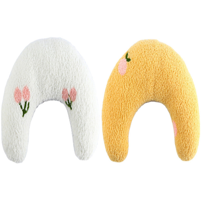 Little Pillow For Cats Fashion Neck Protector Deep Sleep Puppy U-Shaped Pillow Pets Pillow Kitten Headrest Dog Sleeping Pillow Pet Products Pet peteezee White yellow 2PCS