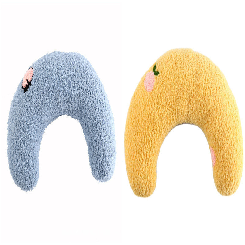 Little Pillow For Cats Fashion Neck Protector Deep Sleep Puppy U-Shaped Pillow Pets Pillow Kitten Headrest Dog Sleeping Pillow Pet Products Pet peteezee Blue and yellow 2PCS