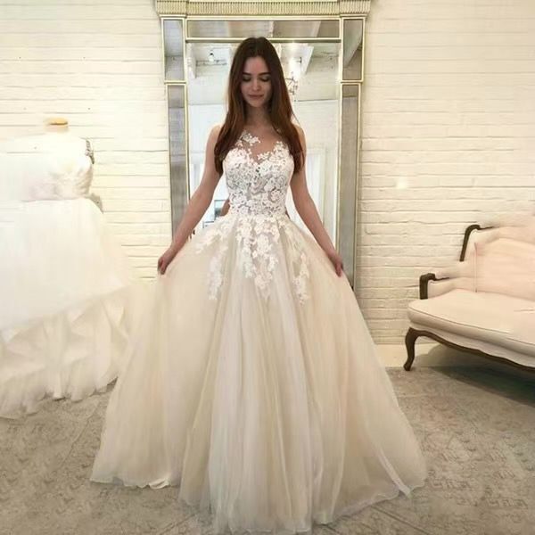 Women Wedding Dress Sleevless Flowers Lace Dress Wedding Dresses fashion novaa White 3XL