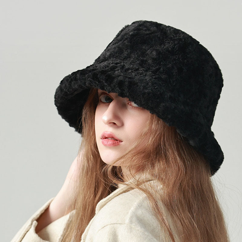 Lambswool Fisherman Hat Winter Warm Fashionable Solid Color Hats For Women hat VISMERA