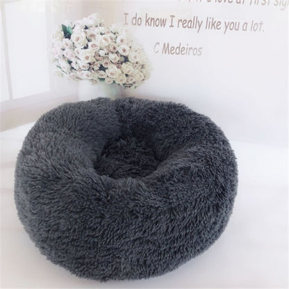 Round Long Hairy Autumn And Winter Nest Pad Cat Mattress Pet peteezee Grey 100cm