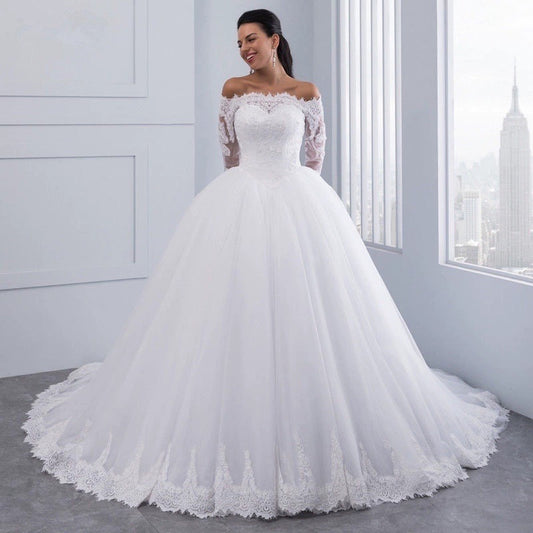 Wedding Bridal Wedding Lace Large Tail Wedding Dresses fashion novaa