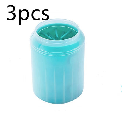 Pet Paw Cleaner Cleaning Kit Cup Soft Brush Can Pet peteezee L 3PCS green