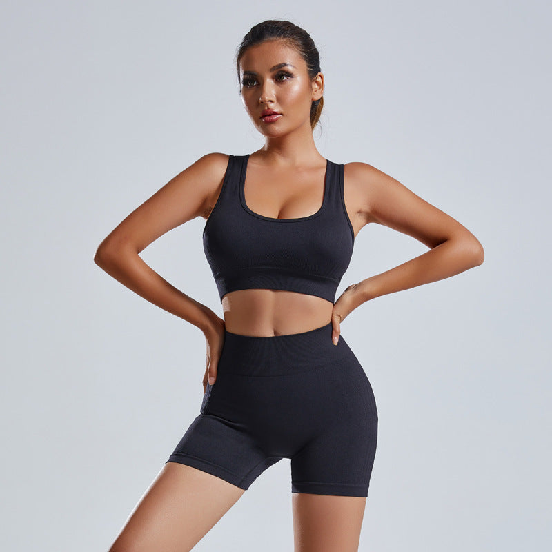 2pcs Yoga Set Women's Vest And Shorts Tracksuit Seamless Workout Sportswear Gym Clothing High Waist Leggings Fitness Sports Suits Yoga Pants fashion novaa