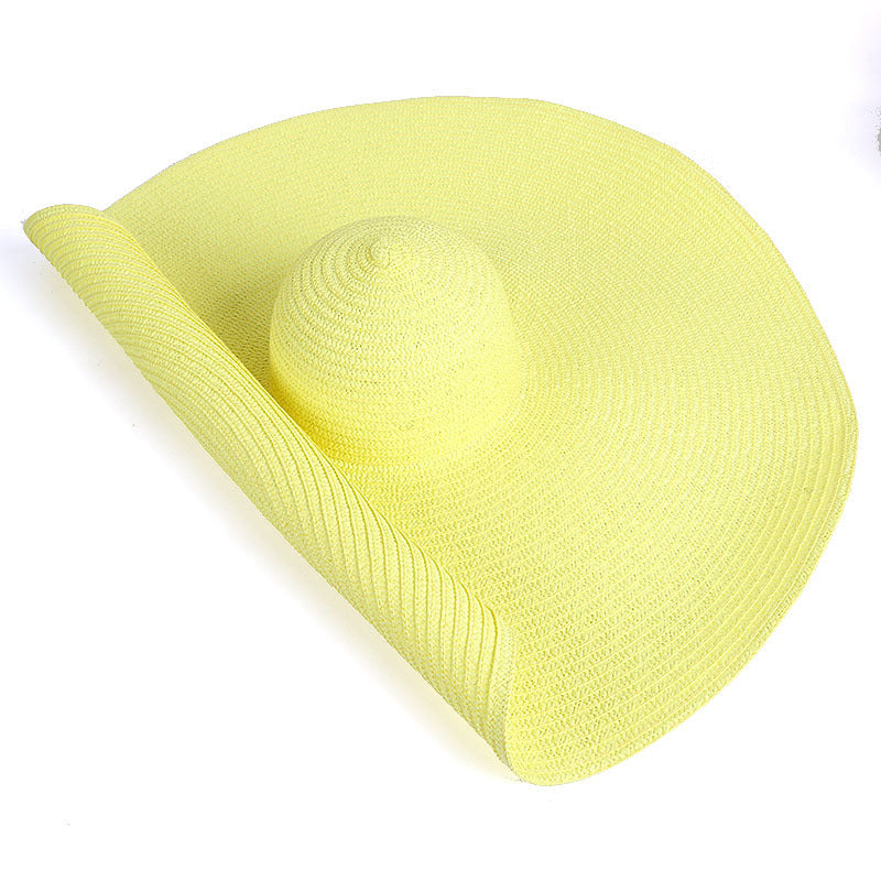 25CM Wide Brim Oversized Beach Hats For Women Large Straw Hat UV Protection Beach Hats VISMERA Light yellow