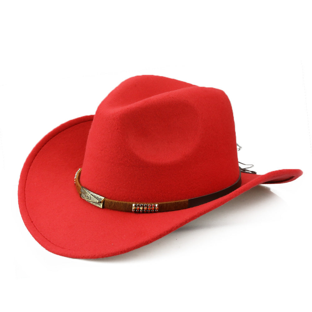 Fashion Personality Hot Selling Woolen Denim Hat hat VISMERA Red 56to58cm
