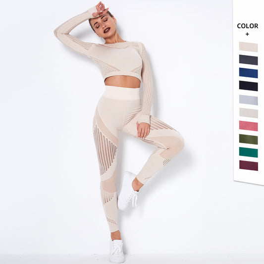Seamless Knitted Absorbent Yoga Long-Sleeved Suit Yoga Wearsuit Yoga Pants fashion novaa