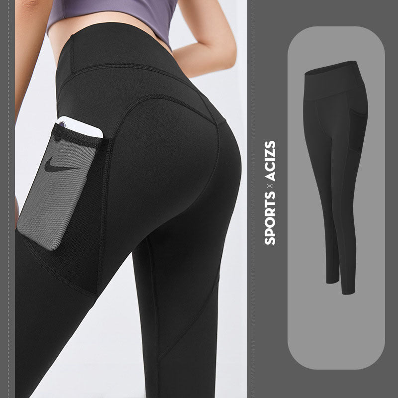Yoga Pants Women With Pocket Leggings Sport Girl Gym Leggings Women Tummy Control Jogging Tights Female Fitness Pants Yoga Pants fashion novaa Black 2XL