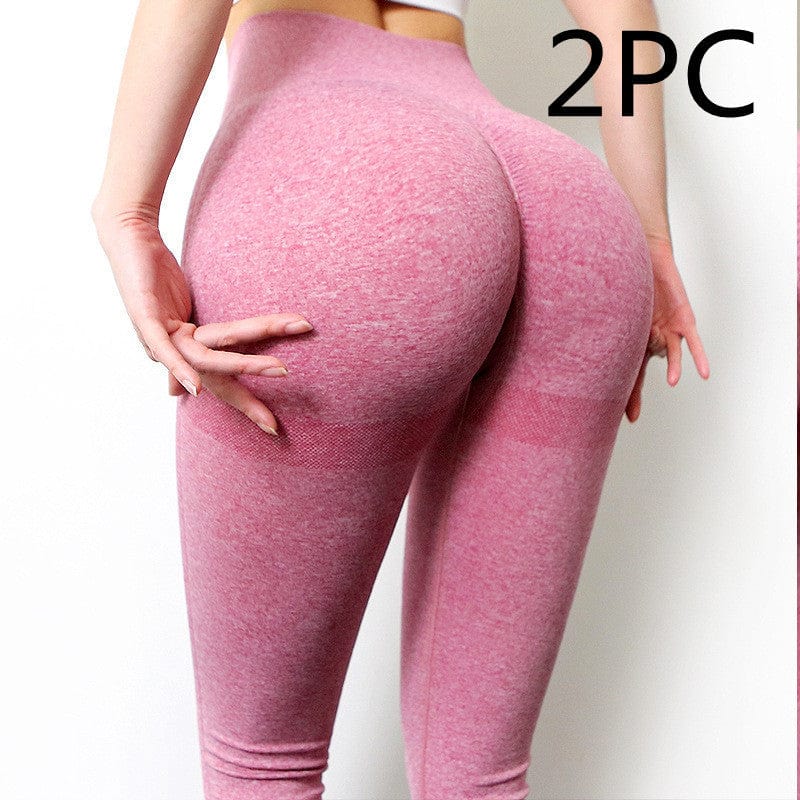 Fitness Yoga Pants Butt Lifting Leggings Push-Up Leggins Sport Gym dress fashion novaa 2PC Pink L