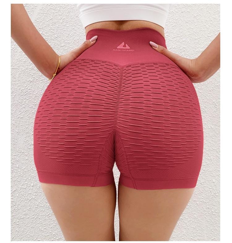 High-waisted Jacquard, Peach Hips, Yoga Cropped Pants, Belly Up Hips, High-stretch Shorts, Tight Gym Pants dress fashion novaa Red
