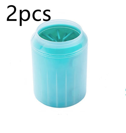 Pet Paw Cleaner Cleaning Kit Cup Soft Brush Can Pet peteezee L 2PCS green