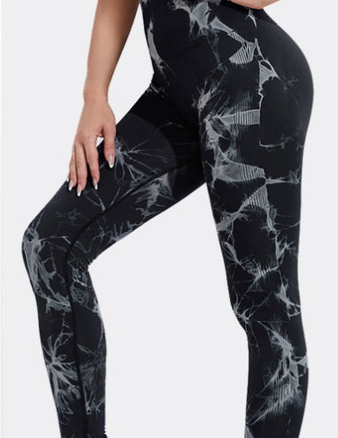 Seamless Tie Dye Leggings Women Yoga Pants Push Up Sport Fitness Running Gym Leggings Yoga Pants fashion novaa Black L