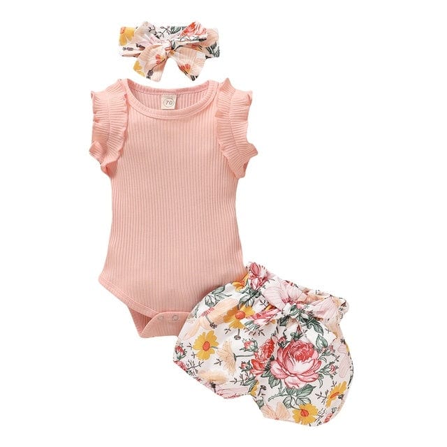 Newborn Baby Clothes Set Short Sleeve Romper Tops Bow Shorts kids fashion novaa 2.style 12M