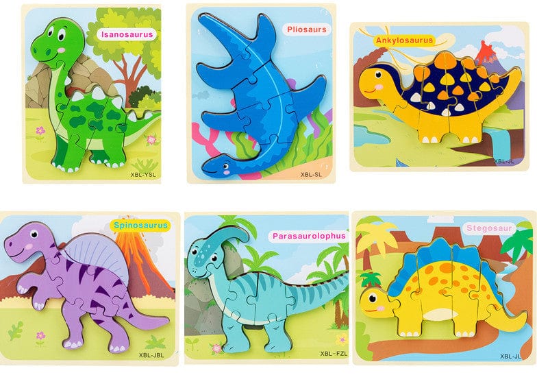 Baby Wooden Cartoon Dinosaur 3D Puzzle Jigsaw for Kids Montessori Early Learning Educational Puzzle Toys kids fashion novaa 6color set