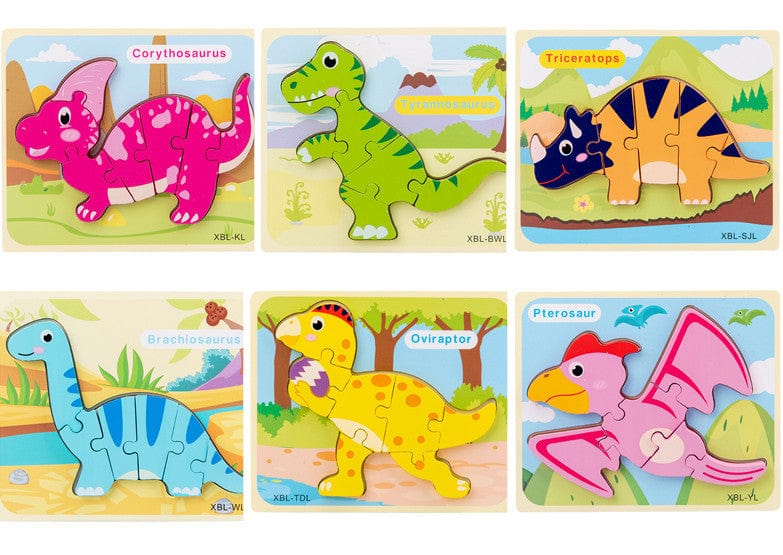 Baby Wooden Cartoon Dinosaur 3D Puzzle Jigsaw for Kids Montessori Early Learning Educational Puzzle Toys kids fashion novaa 6color set1